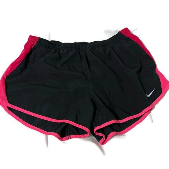 Nike Dri-fit womens black/pink sports athletic running shorts lined size L - Picture 1 of 8